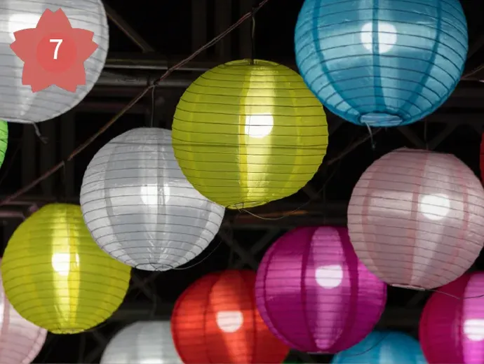 ランタン天井・桜プロジェクションマッピング